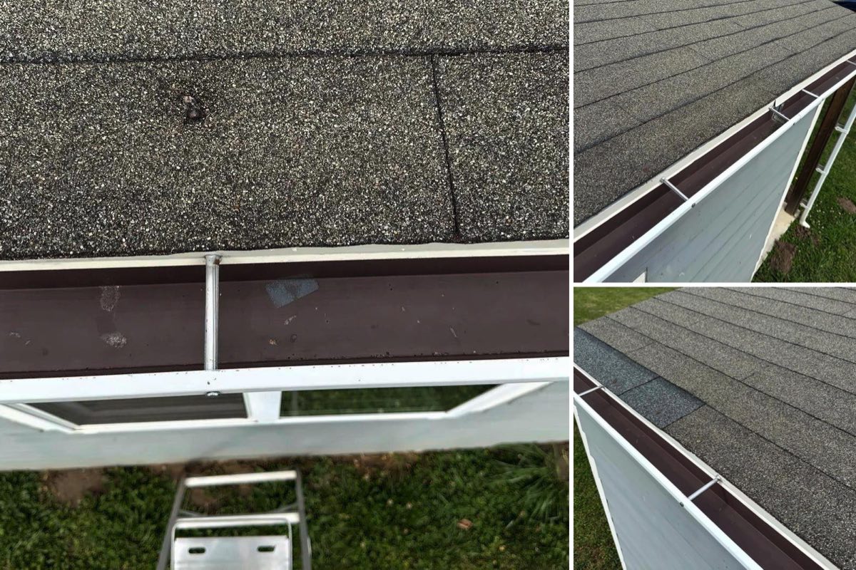 Before and after photos from three gutter cleaning reports